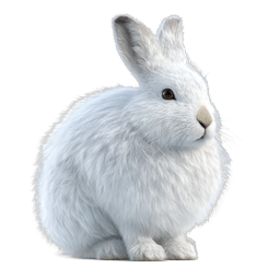 White Rabbit Icon - Realistic Fluffy Bunny Illustration