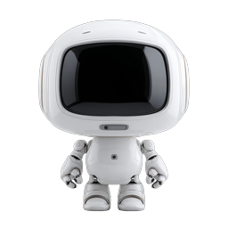 Friendly White AI Robot Character Icon 3D Render