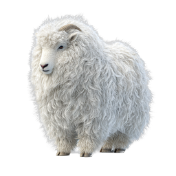 Realistic White Sheep Icon - Fluffy Ram with Curly Wool