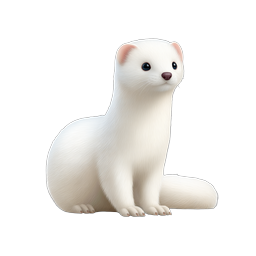 White Stoat Realistic Animal Icon - 3D Render