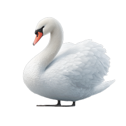 Icono de cisne blanco realista - Elegante ilustración de ave acuática
