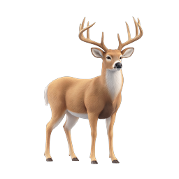White-tailed Buck Deer with Antlers - Realistic Wildlife Icon