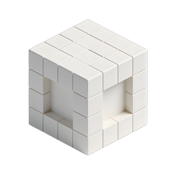 White Voxel Cube 3D Icon | Modular Block Design
