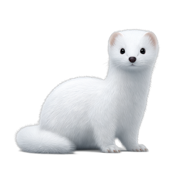 White Weasel Ermine Realistic Winter Animal Icon
