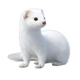 White Weasel 3D Icon | Realistic Ermine Illustration