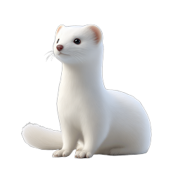 White Weasel Realistic 3D Animal Icon