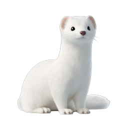 Realistic White Weasel Animal Icon - 3D Rendered