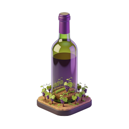 Wine Bottle Vineyard Diorama 3D Icon