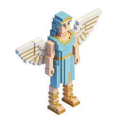 Voxel エンジェルキャラクターアイコン - 3D アイソメトリック翼付きフィギュア