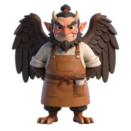 Mythical Winged Barista Creature 3D Character Icon