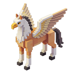 Voxel Winged Unicorn 3D Icon - Mythical Alicorn