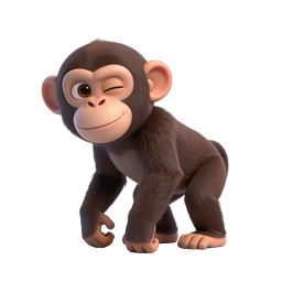 Winking Chimp Icon for Playful Designs