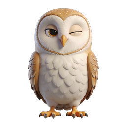 Winking Owl Character Icon - Cute 3D Cartoon Bird