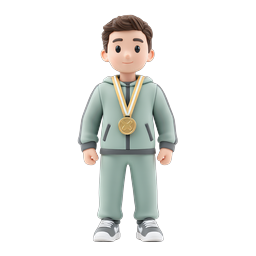 Winner Athlete Gold Medal 3D Character Icon