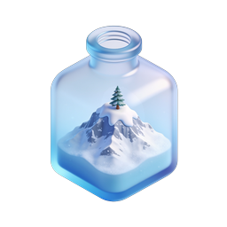 Winter Mountain in Glass Bottle 3D Icon