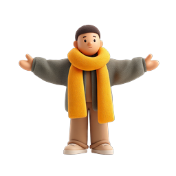 Winter Boy Character Icon - Cozy 3D Clay Style