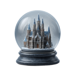 Winter Castle Snow Globe Icon - Magical Holiday Design
