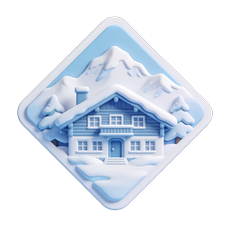 Winter Chalet Snow Mountain 3D Icon