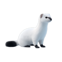 White Ermine Stoat Winter Wildlife Icon - Realistic