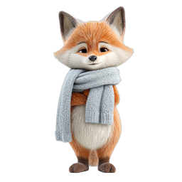 Cute Winter Fox with Cozy Scarf Icon