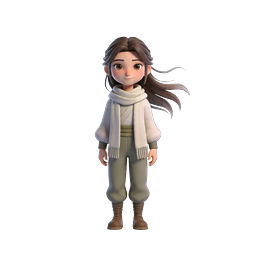 Winter Girl 3D Character with Cozy Scarf Illustration
