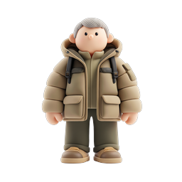 Winter Hiker Character 3D Clay-Style Icon