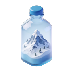 Winter Mountain Snow Globe Bottle Icon - 3D Realistic
