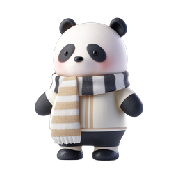 ニットマフラーを巻いた可愛い冬のパンダキャラクターアイコン