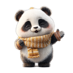 ニットマフラーを巻いた可愛い冬の赤ちゃんパンダアイコン