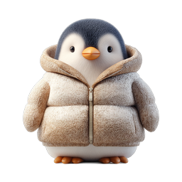 Cute Winter Penguin in Puffer Jacket Icon