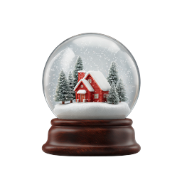Winter Snow Globe with Red Cabin | Holiday Icon