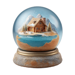 Winter Snow Globe with Cozy Cabin Scene