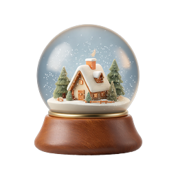 Winter Snow Globe with Cozy Cottage Holiday Icon