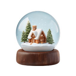 Winter Snow Globe Cabin Icon - Festive Holiday Decoration