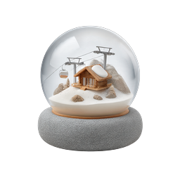 Winter Snow Globe with Cable Car and Alpine Cabin