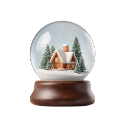 Winter Snow Globe with Cozy Log Cabin Holiday Icon