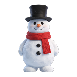 Adorable Winter Snowman Icon with Top Hat & Red Scarf