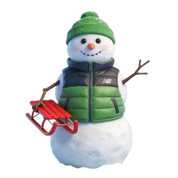 Winter Snowman Icon with Puffer Vest and Sled - 3D Render
