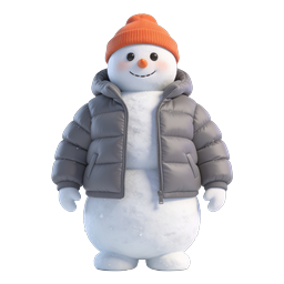 Adorable 3D Winter Snowman with Puffer Jacket Icon
