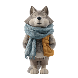 Adorable Winter Wolf Character 3D Icon
