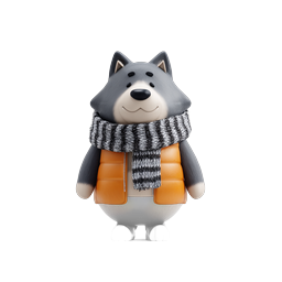 Cute Winter Wolf Character with Orange Jacket Icon
