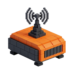 Wireless Radio Icon - 3D Isometric Voxel Communication