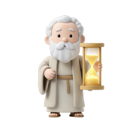 Wise Elder with Hourglass - 3D Clay Icon | Time & Wisdom