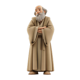 Wise Elder Sage 3D Clay Icon - Elderly Robed Character