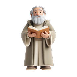 Wise Elder Reading Book 3D Clay Style Icon