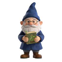 Wise Gnome Wizard with Botanical Book 3D Character Icon