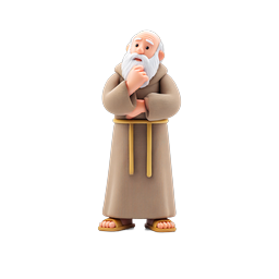 Wise Monk Character - 3D Rendered Spiritual Icon