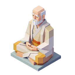Wise Old Man Reading Book 3D Isometric Icon