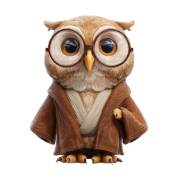 Wise Owl Character with Glasses and Robe Icon