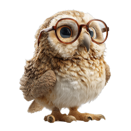 Wise Owl with Glasses - Smart & Adorable 3D Icon